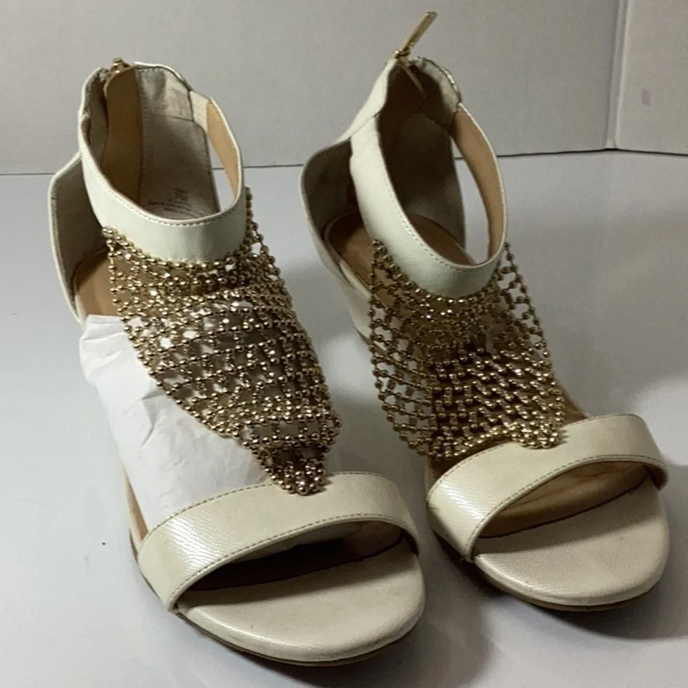 Thalia Sodi Womens Emira Faux Leather Embellished Wedge Sandals.